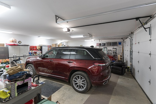 garage with a garage door opener