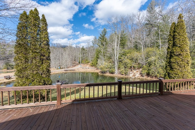 deck with a water view