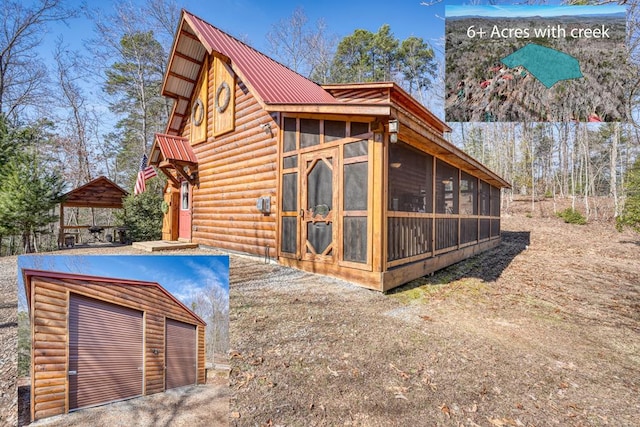271 Kates Cove Rd, Murphy, NC 28906 - view of side of property featuring a sunroom, a metal roof, and a gazebo