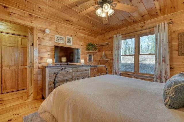 271 Kates Cove Rd, Murphy, NC 28906 - bedroom with wooden walls, wood ceiling, and wood finished floors