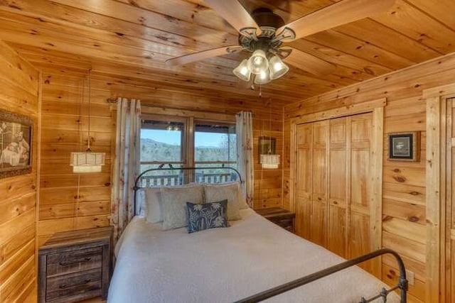 271 Kates Cove Rd, Murphy, NC 28906 - bedroom featuring wooden ceiling and wood walls