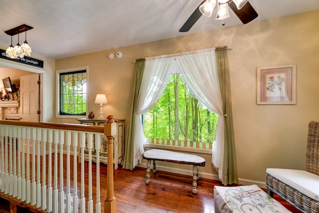1504 Red Marble Rd, Andrews, NC 28901 - living area featuring wood-type flooring and a ceiling fan