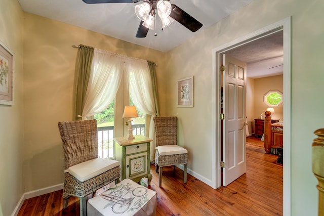 1504 Red Marble Rd, Andrews, NC 28901 - sitting room featuring ceiling fan, plenty of natural light, and light wood finished floors