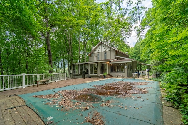 1504 Red Marble Rd, Andrews, NC 28901 - view of swimming pool with a sunroom and a deck