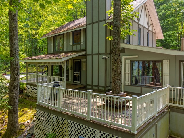 1504 Red Marble Rd, Andrews, NC 28901 - back of house featuring a deck and stucco siding