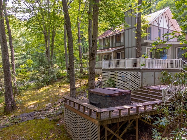 1504 Red Marble Rd, Andrews, NC 28901 - back of property with a wooden deck