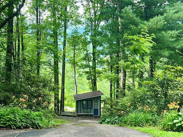 1504 Red Marble Rd, Andrews, NC 28901 - view of asphalt driveway featuring a wooded view