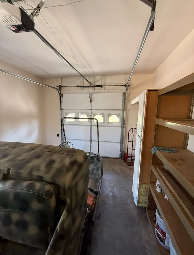 garage with a garage door opener