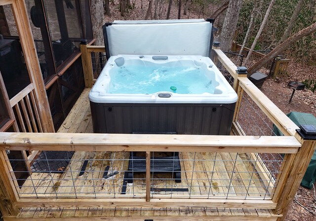 exterior space featuring a jacuzzi