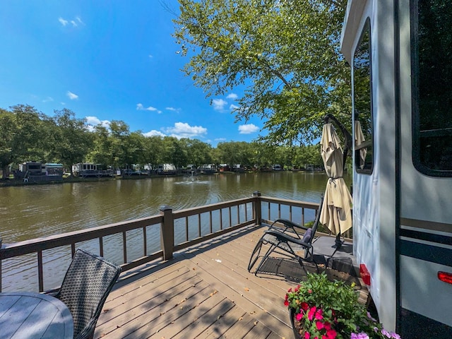 dock area featuring a water view