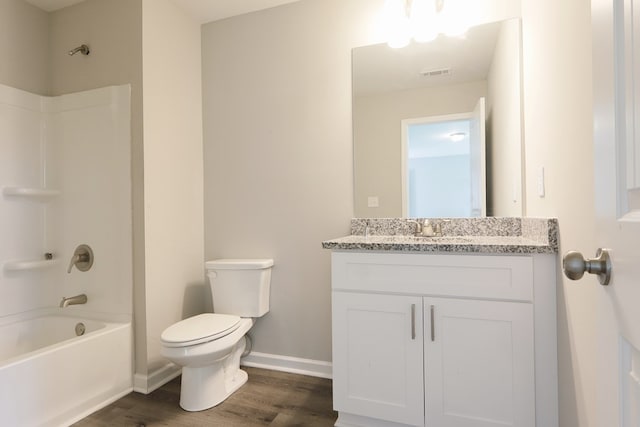 65 Hood Park Ct, Jasper, GA 30143 - bathroom with wood finished floors, toilet, vanity, tub / shower combination, and baseboards