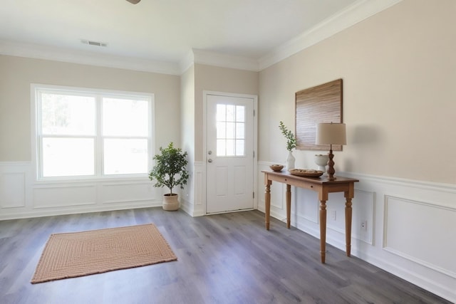 65 Hood Park Ct, Jasper, GA 30143 - entrance foyer featuring a wainscoted wall, a decorative wall, crown molding, and wood finished floors