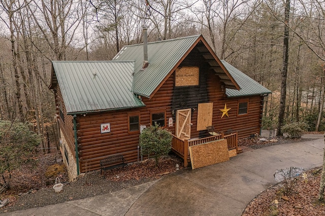 view of log home