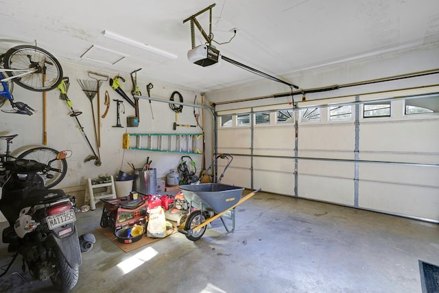 garage with a garage door opener