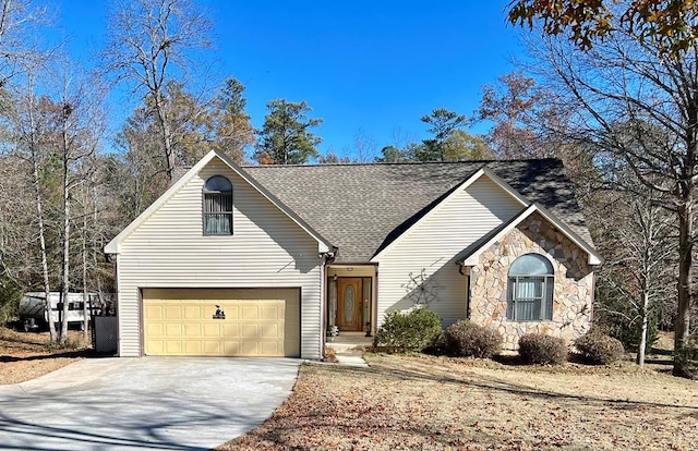 view of front of property featuring a garage