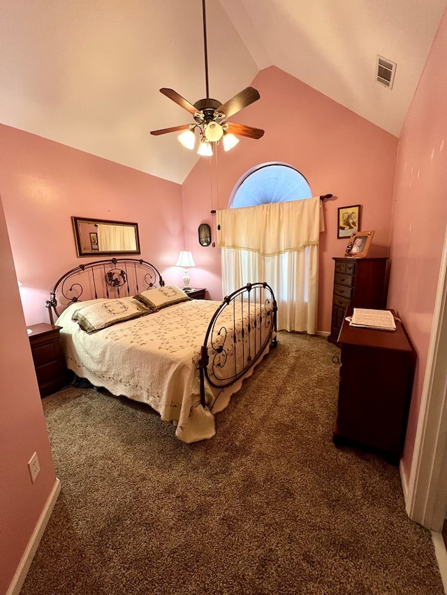 75 Briar Patch Dr, Covington, GA 30014 - carpeted bedroom with ceiling fan and lofted ceiling