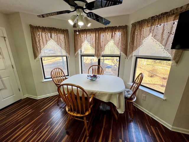 75 Briar Patch Dr, Covington, GA 30014 - dining space featuring a wealth of natural light, dark hardwood / wood-style flooring, and ceiling fan
