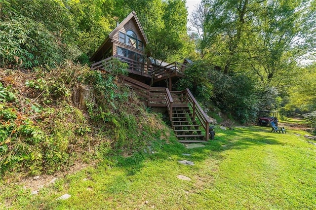 view of yard featuring a deck