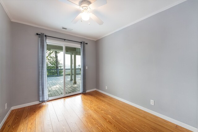 330 Ravens Gap Rd, Murphy, NC 28906 - empty room featuring light wood-type flooring, ceiling fan, and ornamental molding