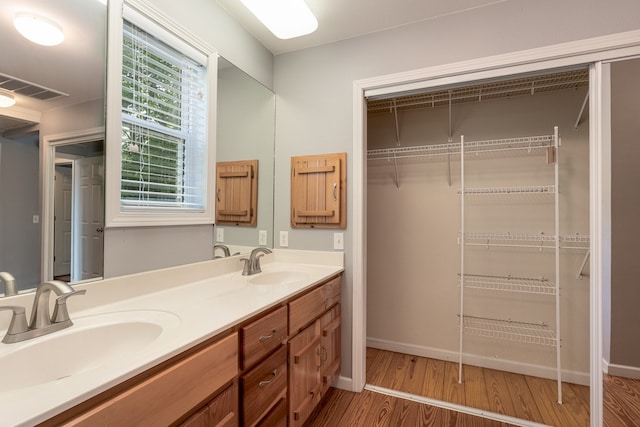 330 Ravens Gap Rd, Murphy, NC 28906 - bathroom with double vanity and wood finished floors