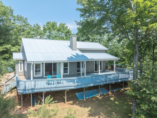 330 Ravens Gap Rd, Murphy, NC 28906 - rear view of property featuring a metal roof, a chimney, and a deck