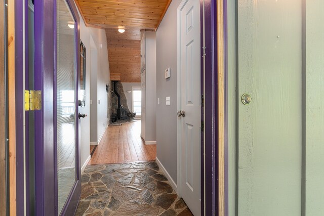 330 Ravens Gap Rd, Murphy, NC 28906 - hall with wood ceiling and hardwood / wood-style flooring