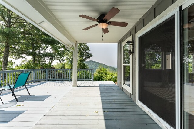 330 Ravens Gap Rd, Murphy, NC 28906 - wooden terrace with a ceiling fan and a mountain view