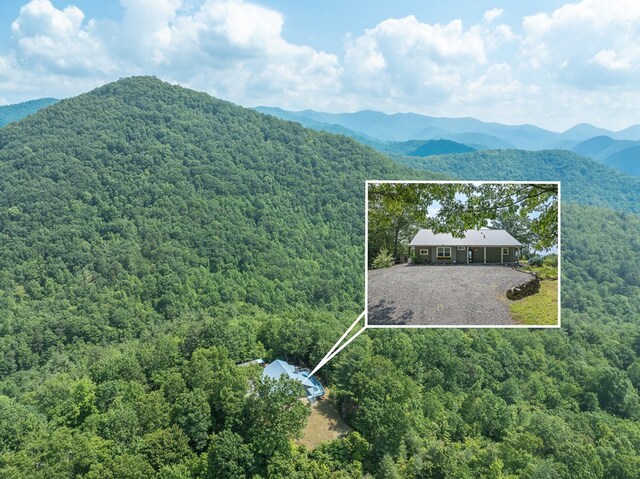 330 Ravens Gap Rd, Murphy, NC 28906 - aerial view of property and surrounding area featuring property parcel outlined and mountains