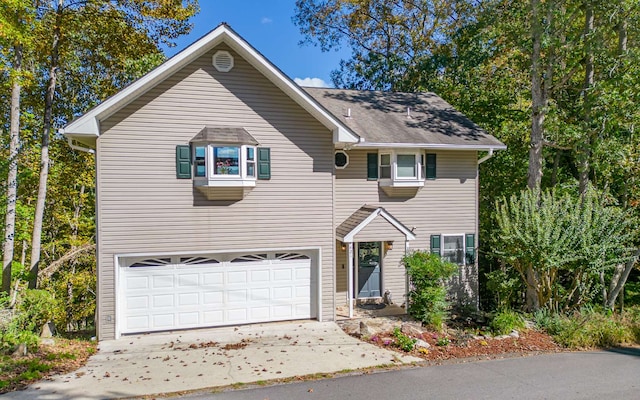 view of front property with a garage