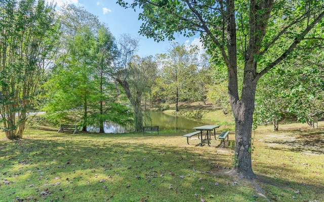 view of yard featuring a water view