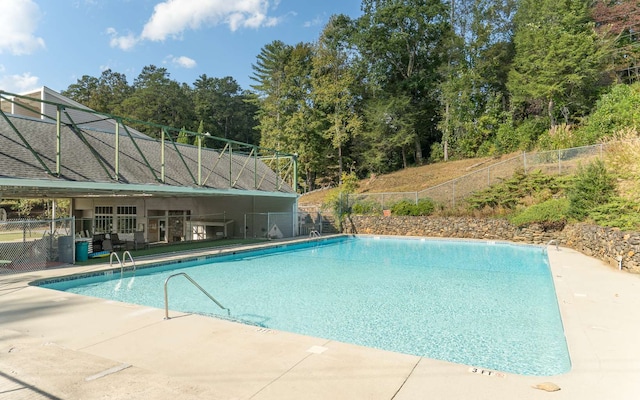 view of pool featuring a patio