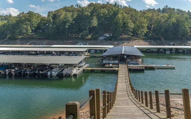 view of dock featuring a water view