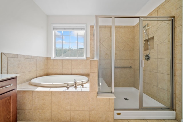 238 Balsam Dr, Canton, GA 30114 - full bathroom featuring a garden tub, a shower stall, and vanity