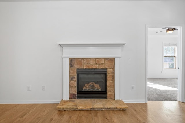 238 Balsam Dr, Canton, GA 30114 - detailed view of wood finished floors and a glass covered fireplace