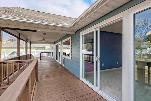 deck featuring ceiling fan