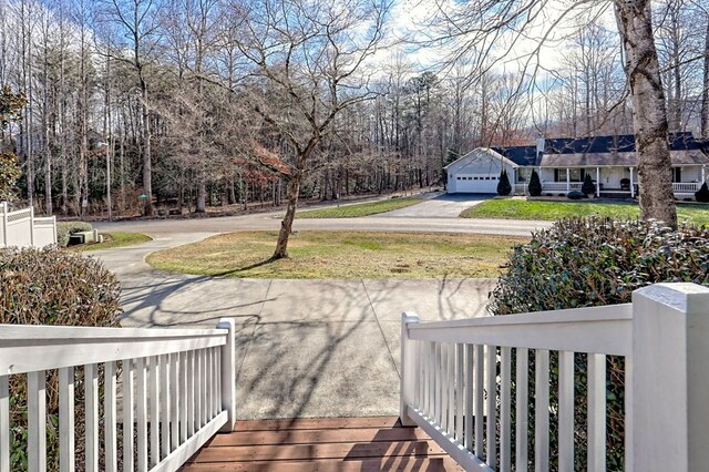 exterior space with a garage