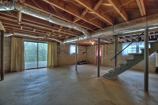 basement with a wealth of natural light