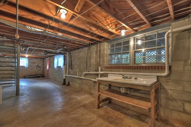 basement featuring sink