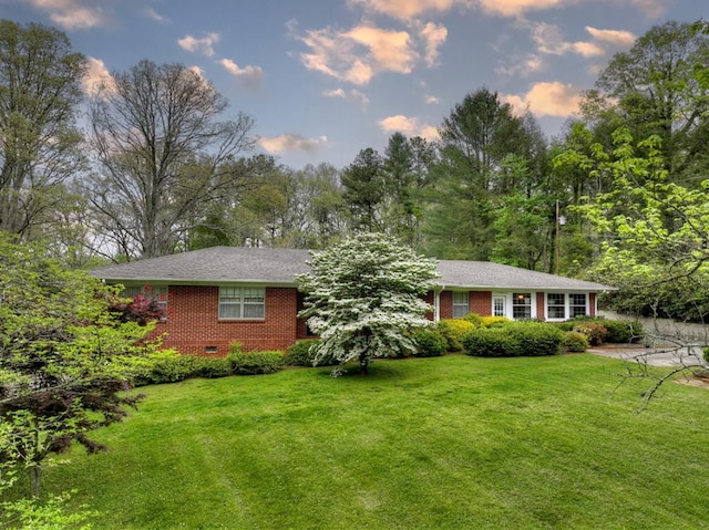 ranch-style home featuring a yard