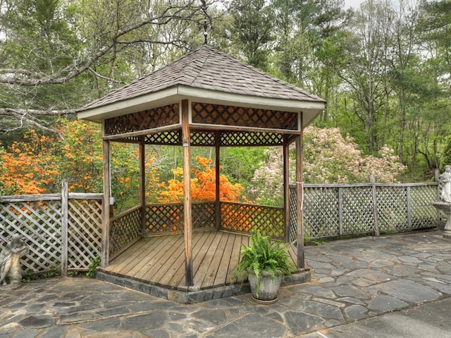 wooden deck with a gazebo