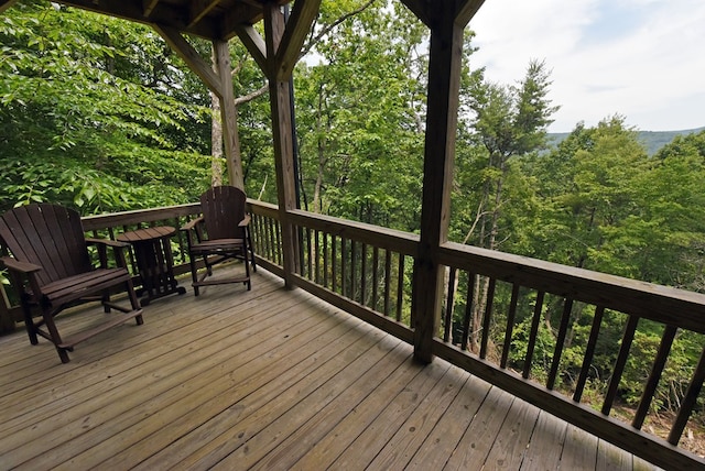 73 Rosiey Ln, Blue Ridge, GA 30513 - wooden deck featuring a wooded view