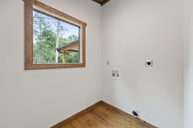LOT11 Windy Valley Trl, Blue Ridge, GA 30513 - laundry area with hookup for an electric dryer, hookup for a washing machine, baseboards, and wood finished floors
