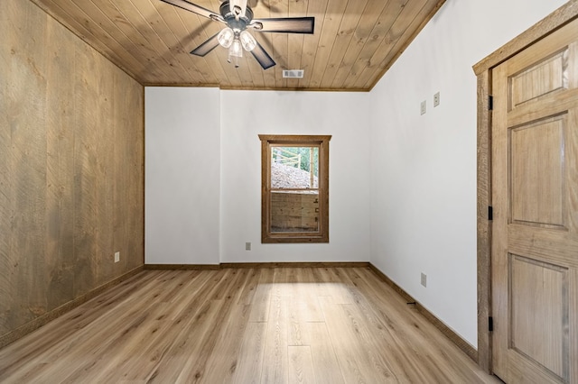 LOT11 Windy Valley Trl, Blue Ridge, GA 30513 - empty room featuring light wood finished floors, wooden ceiling, a ceiling fan, and baseboards