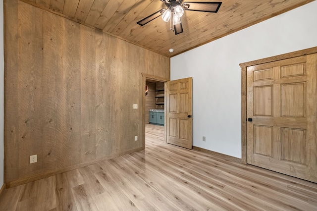 LOT11 Windy Valley Trl, Blue Ridge, GA 30513 - unfurnished bedroom with wood ceiling, light wood-style floors, baseboards, and a ceiling fan