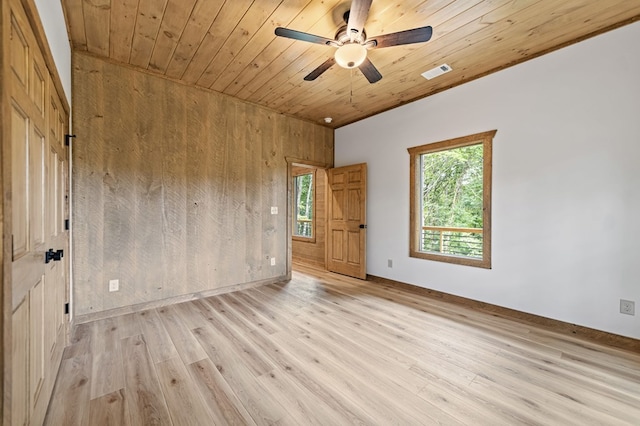 LOT11 Windy Valley Trl, Blue Ridge, GA 30513 - unfurnished room featuring wood walls, wood ceiling, healthy amount of natural light, light wood-style flooring, and a ceiling fan
