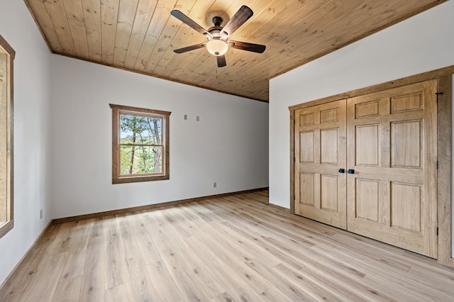 LOT11 Windy Valley Trl, Blue Ridge, GA 30513 - unfurnished bedroom with light wood-style floors, a closet, wooden ceiling, a ceiling fan, and crown molding