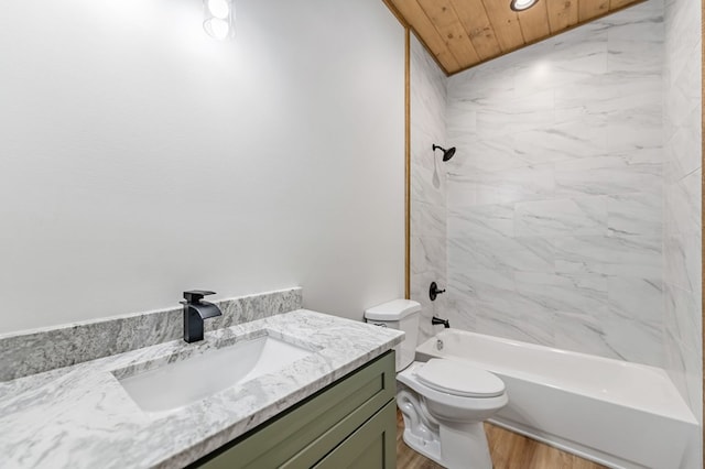 LOT11 Windy Valley Trl, Blue Ridge, GA 30513 - full bath with toilet, vanity, tub / shower combination, wooden ceiling, and recessed lighting