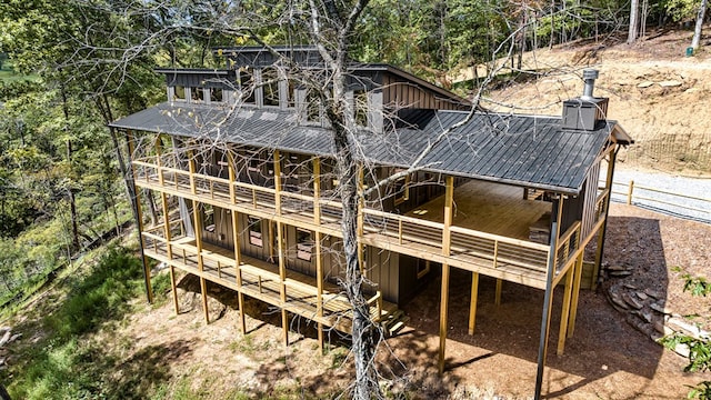 LOT11 Windy Valley Trl, Blue Ridge, GA 30513 - rear view of property featuring metal roof, a wooden deck, and board and batten siding