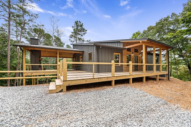LOT11 Windy Valley Trl, Blue Ridge, GA 30513 - rear view of house with a chimney, a deck, and board and batten siding