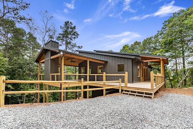 LOT11 Windy Valley Trl, Blue Ridge, GA 30513 - view of front facade with ceiling fan, a wooden deck, and board and batten siding